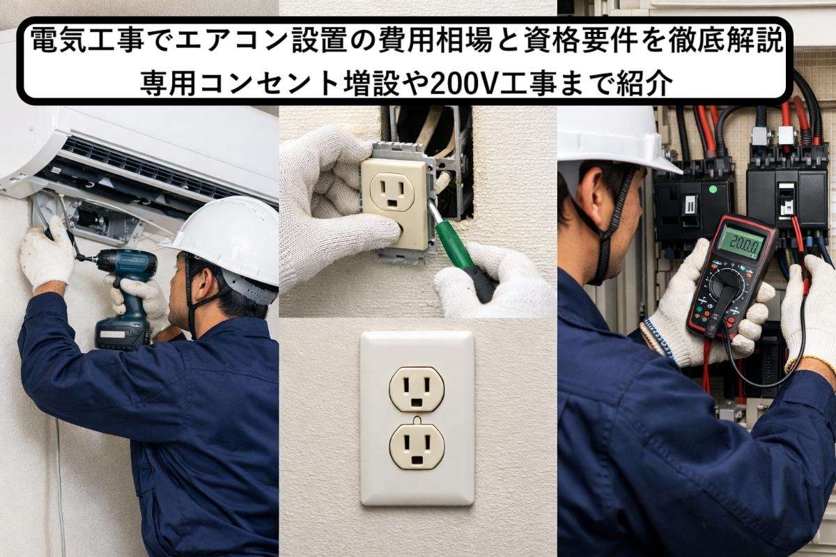 電気工事でエアコン設置の費用相場と資格要件を徹底解説｜専用コンセント増設や200V工事まで紹介